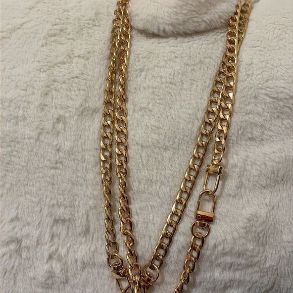 Handbags - Gold Crossbody Purse Chain Strap Gold 28 “1/4” width